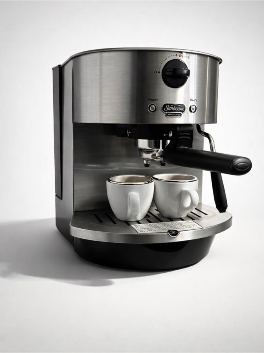 Sunbeam Brushed Stainless Steel Espresso Maker with Black Accents
